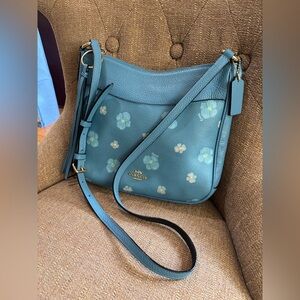 Coach Teal Pansi Floral Shoulder Bag
